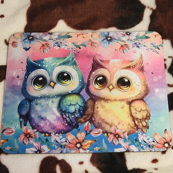 Owl Floral Computer Non Slip Custom Mouse Pad - Picture 1 of 9